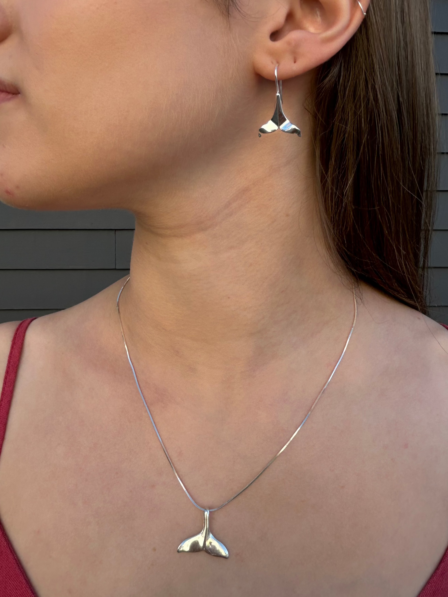 Sterling Silver Whale Tail Earrings