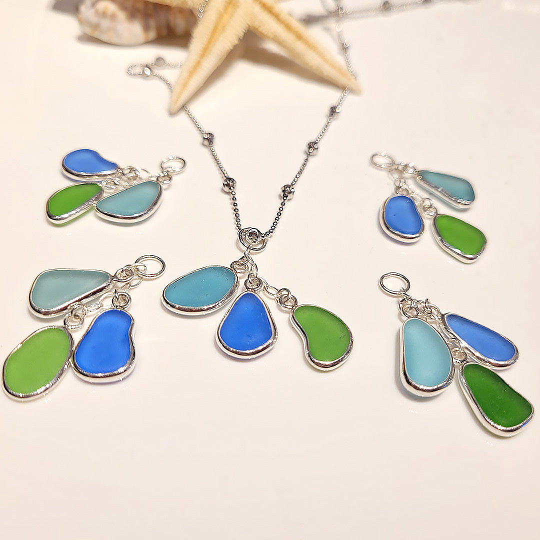 Beautiful Sea Glass and Sterling Silver Pendant from Our Tropical Collection