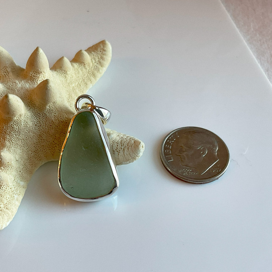 Massachusetts' Seafoam Sea Glass and Sterling Silver Pendant