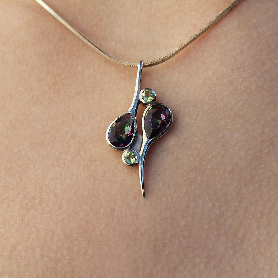 Mystic Topaz Birthstone & Sterling Silver Pendant
