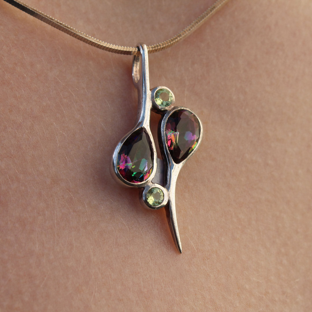 Mystic Topaz Birthstone & Sterling Silver Pendant