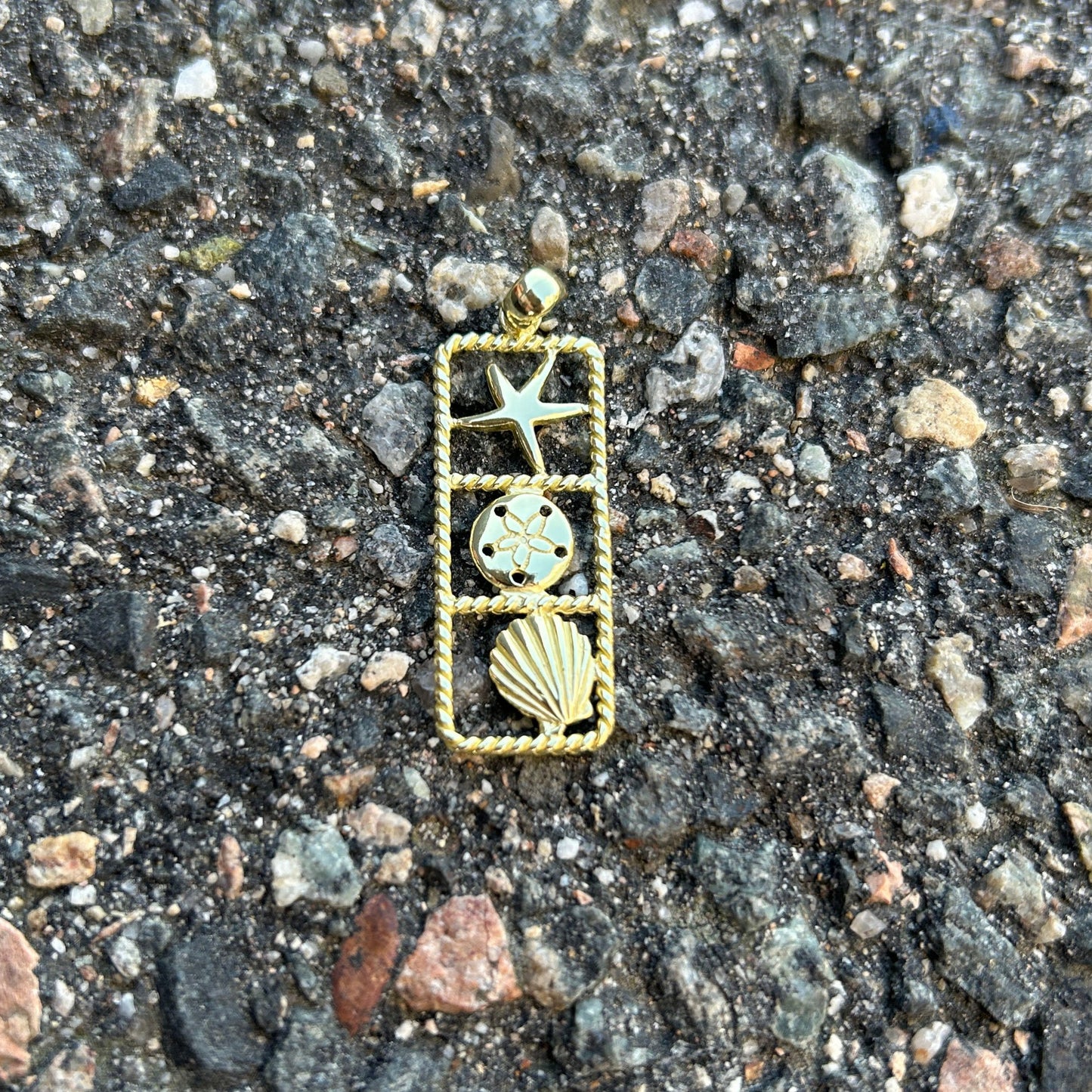 Gold Shell and Starfish Pendant