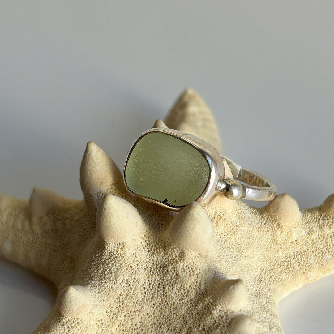 Genuine Sea Glass & Sterling Silver Ring
