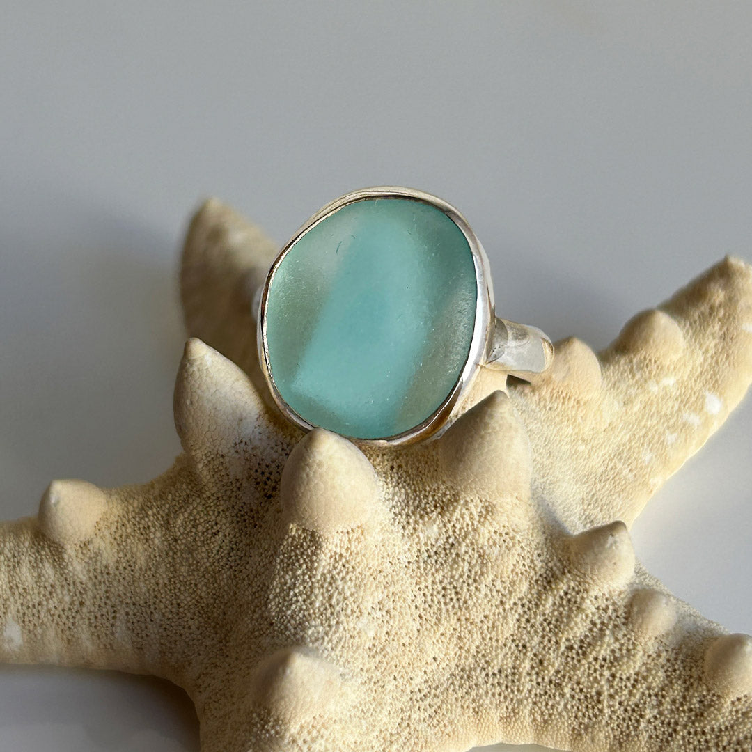 Genuine Sea Glass & Sterling Silver Ring