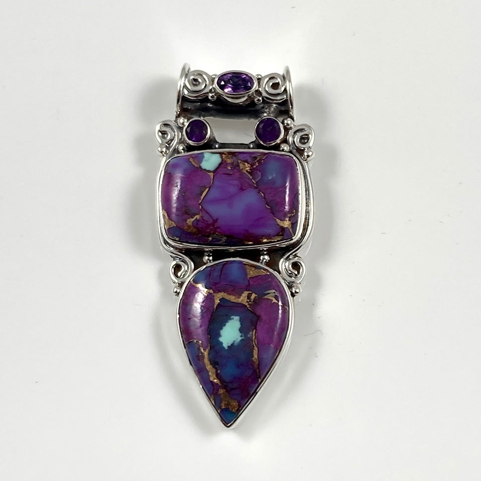 Purple Copper Turquoise & Amethyst Pendant