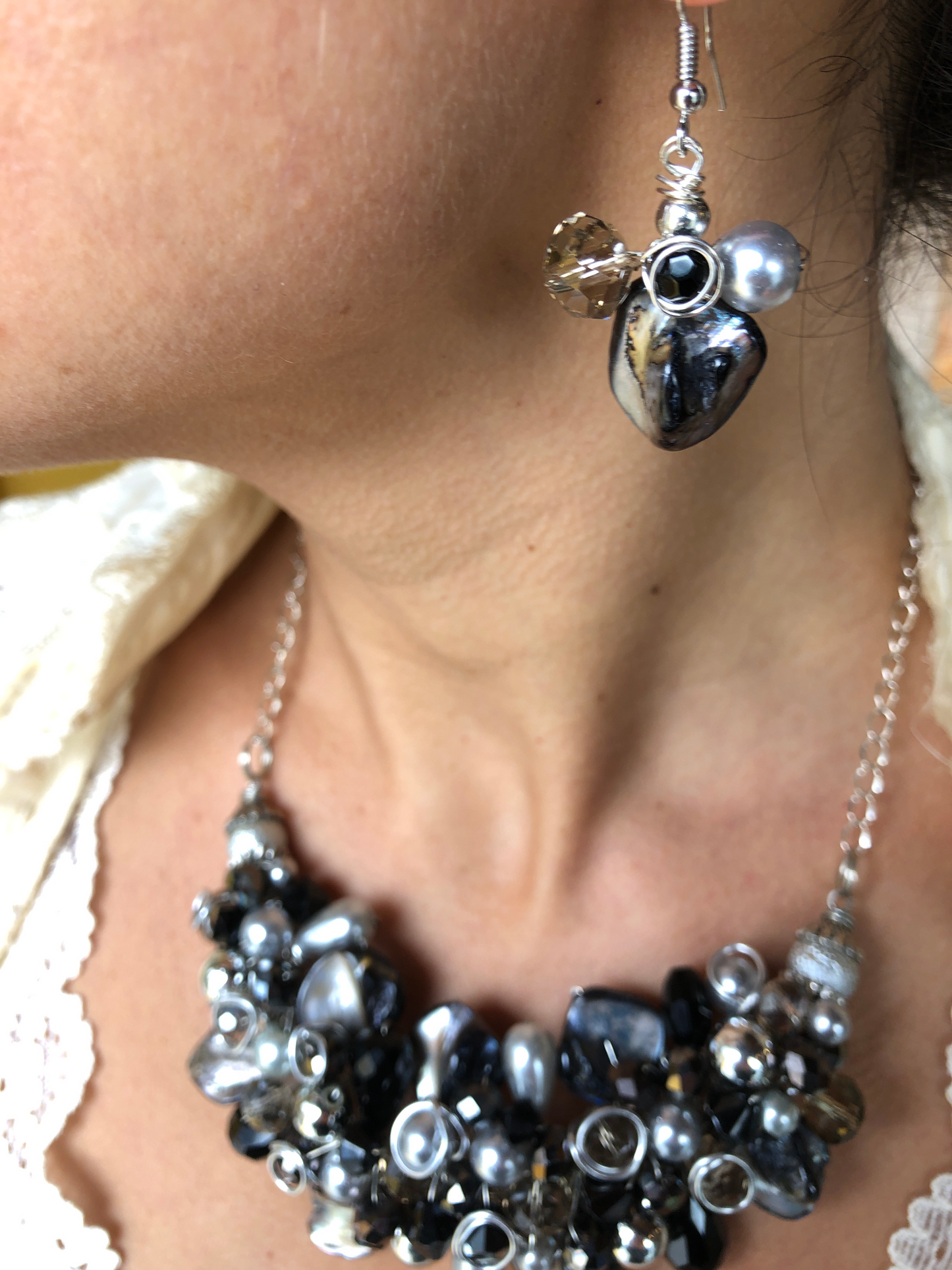 Earrings- Black, Silver, & Smoke Grey