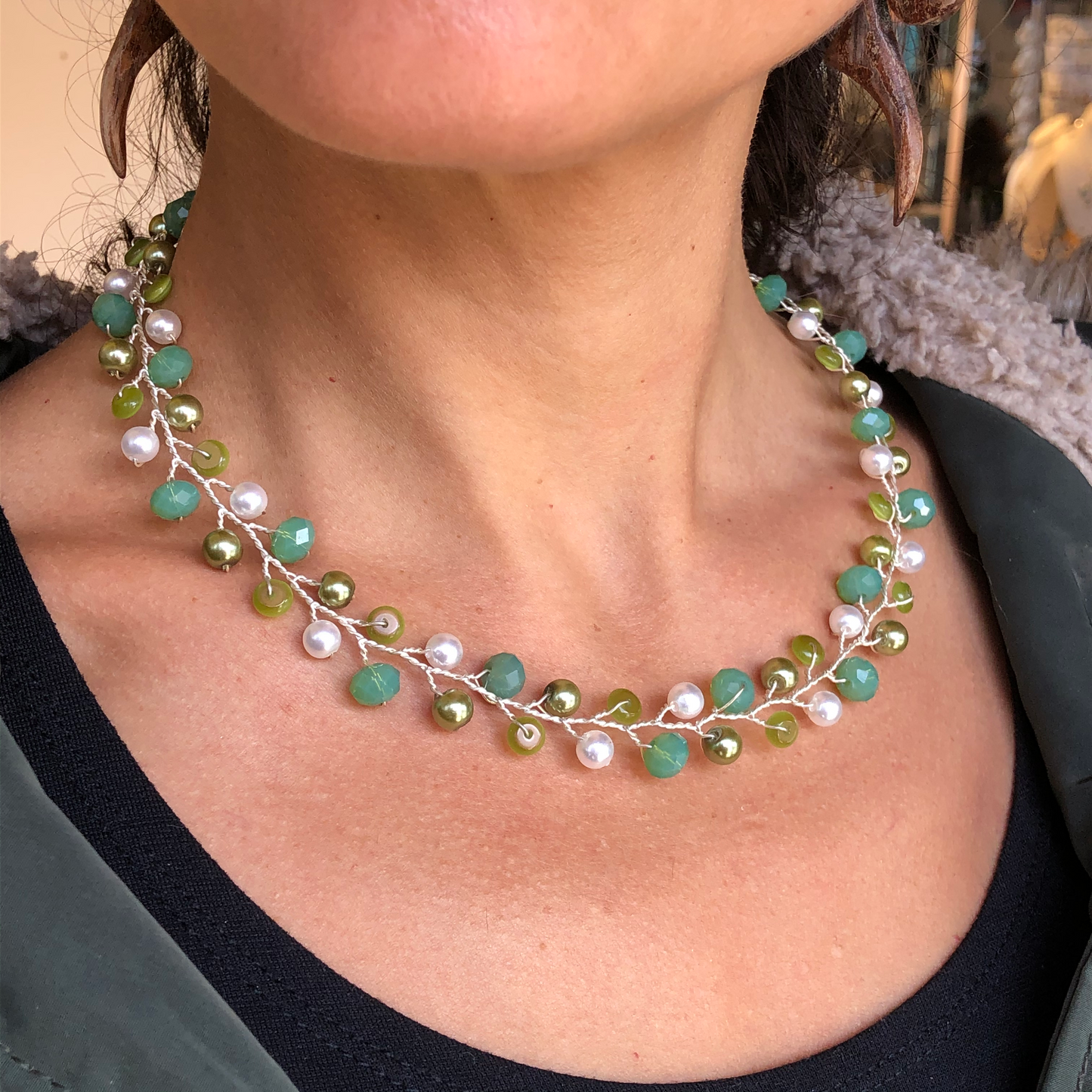 Branch Necklace- Green
