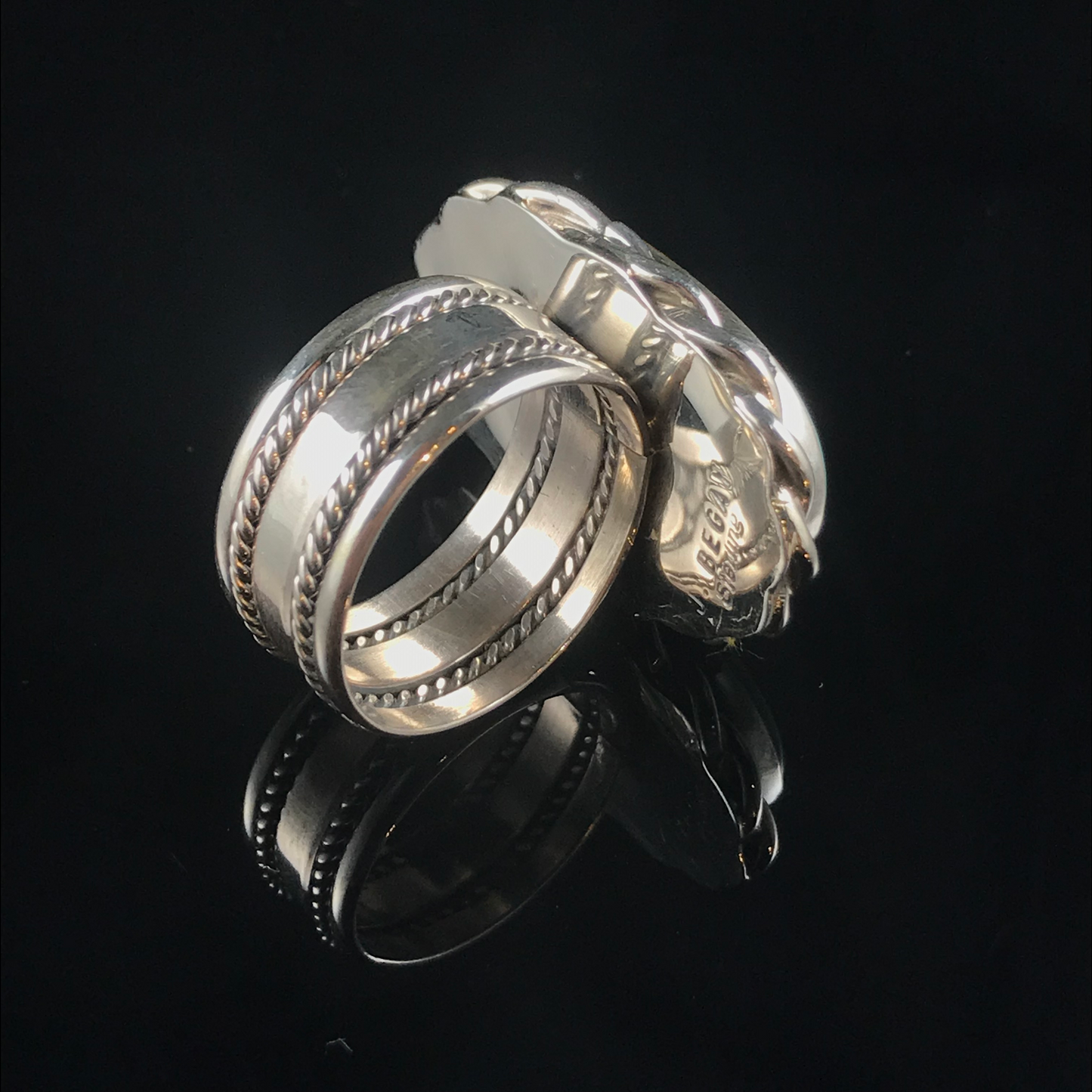 Turquoise & Braided Sterling Silver Ring