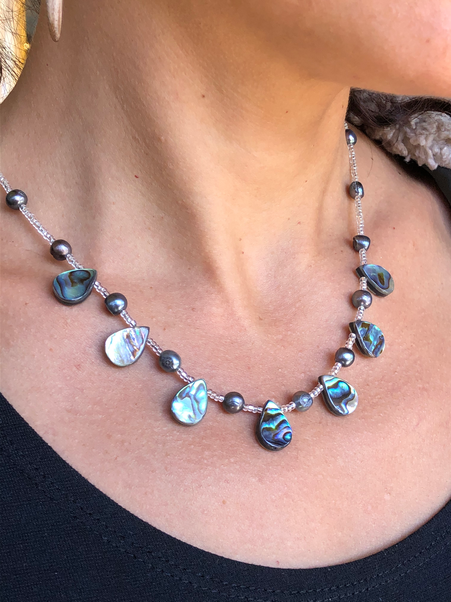 Necklace- Black Pearl & Paua(Abalone)