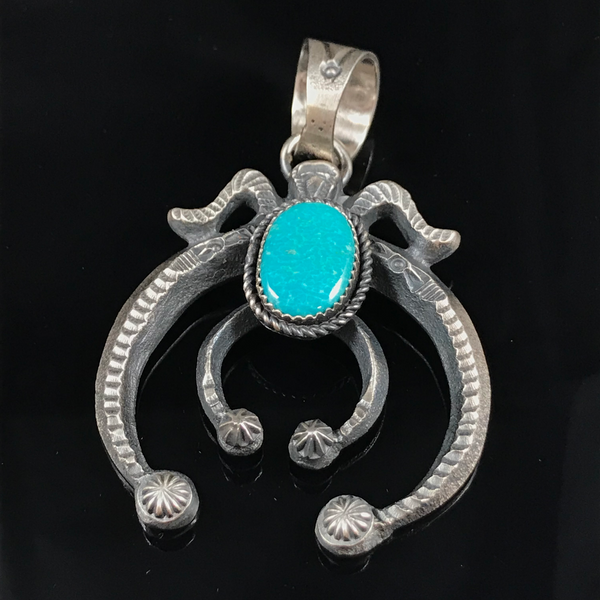 Sterling Silver & Blue Turquoise Naja Pendant
