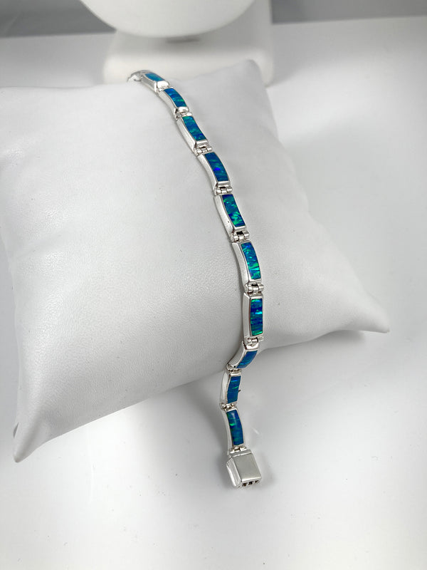 Lab Opal & Sterling Silver Bracelet