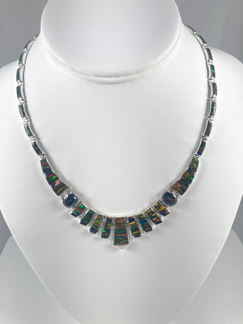 Lab Opal & Mystic Topaz set in Sterling Silver Necklace