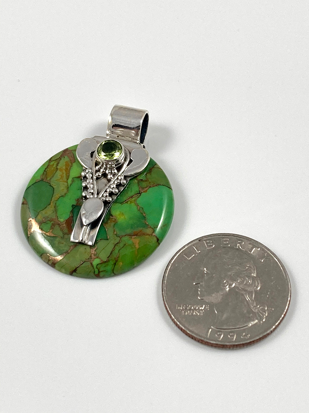 Green Copper Turquoise & Peridot Pendant