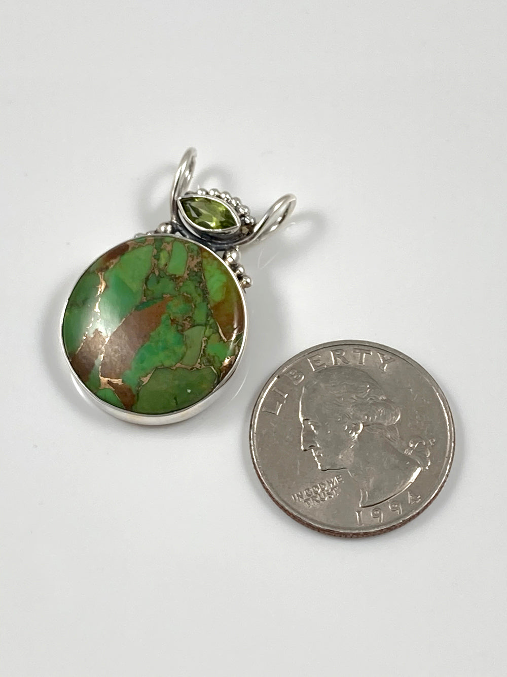 Green Copper Turquoise & Peridot Pendant