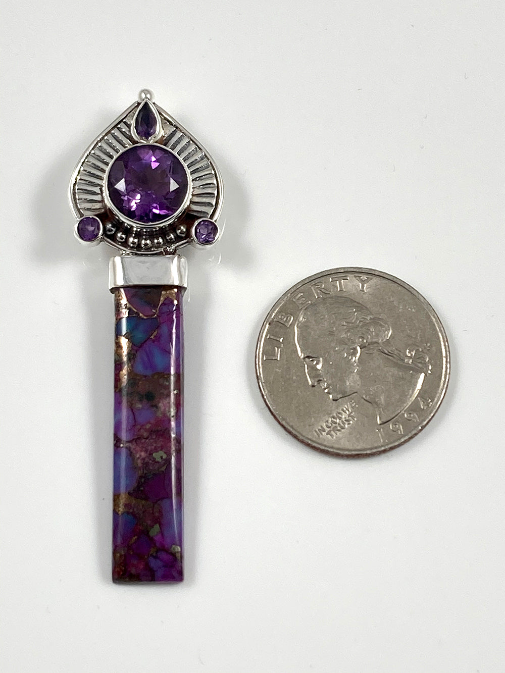 Purple Copper Turquoise & Amethyst Pendant