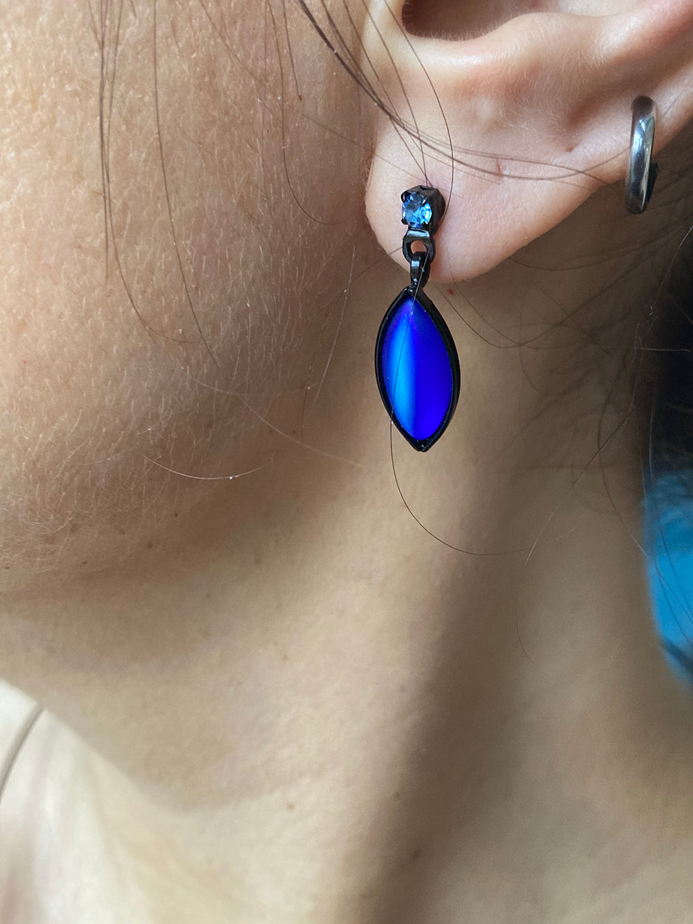Czech and German Blue Glass Bead Earrings