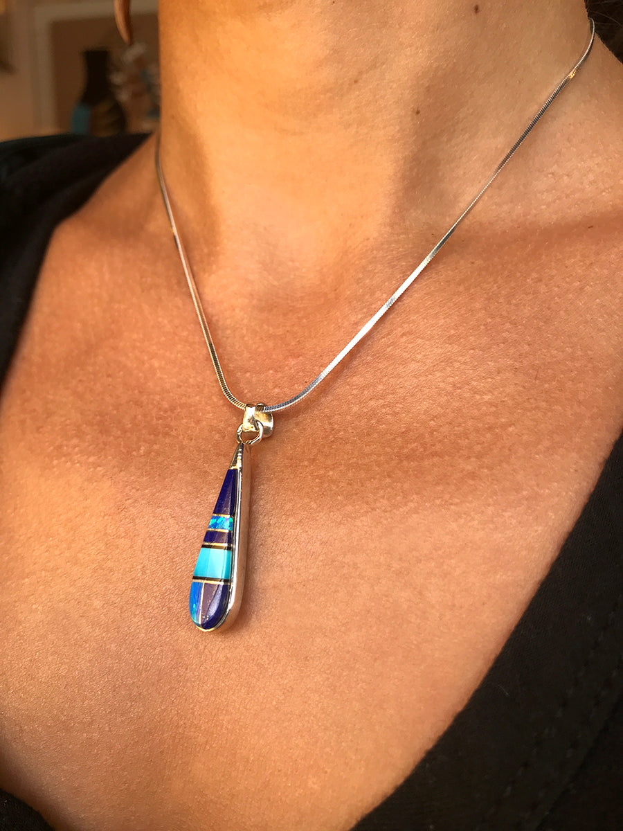 Lapis, Opal & Turquoise Inlaid Pendant