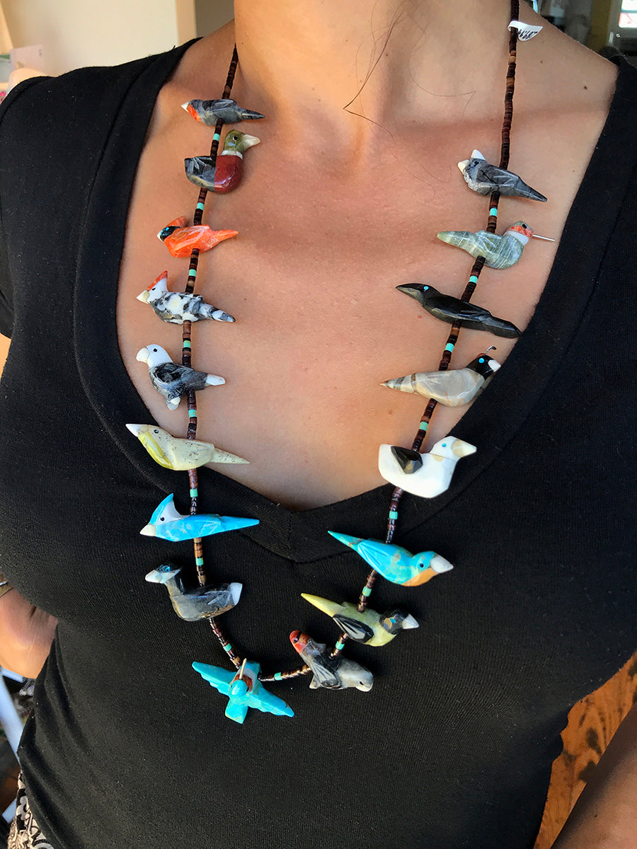 Zuni Fetish Necklace Semi-precious Stone Inlay