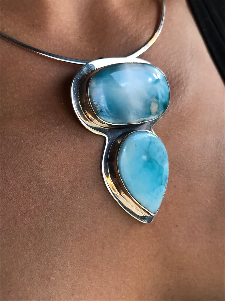 Larimar & Sterling Silver Pendant