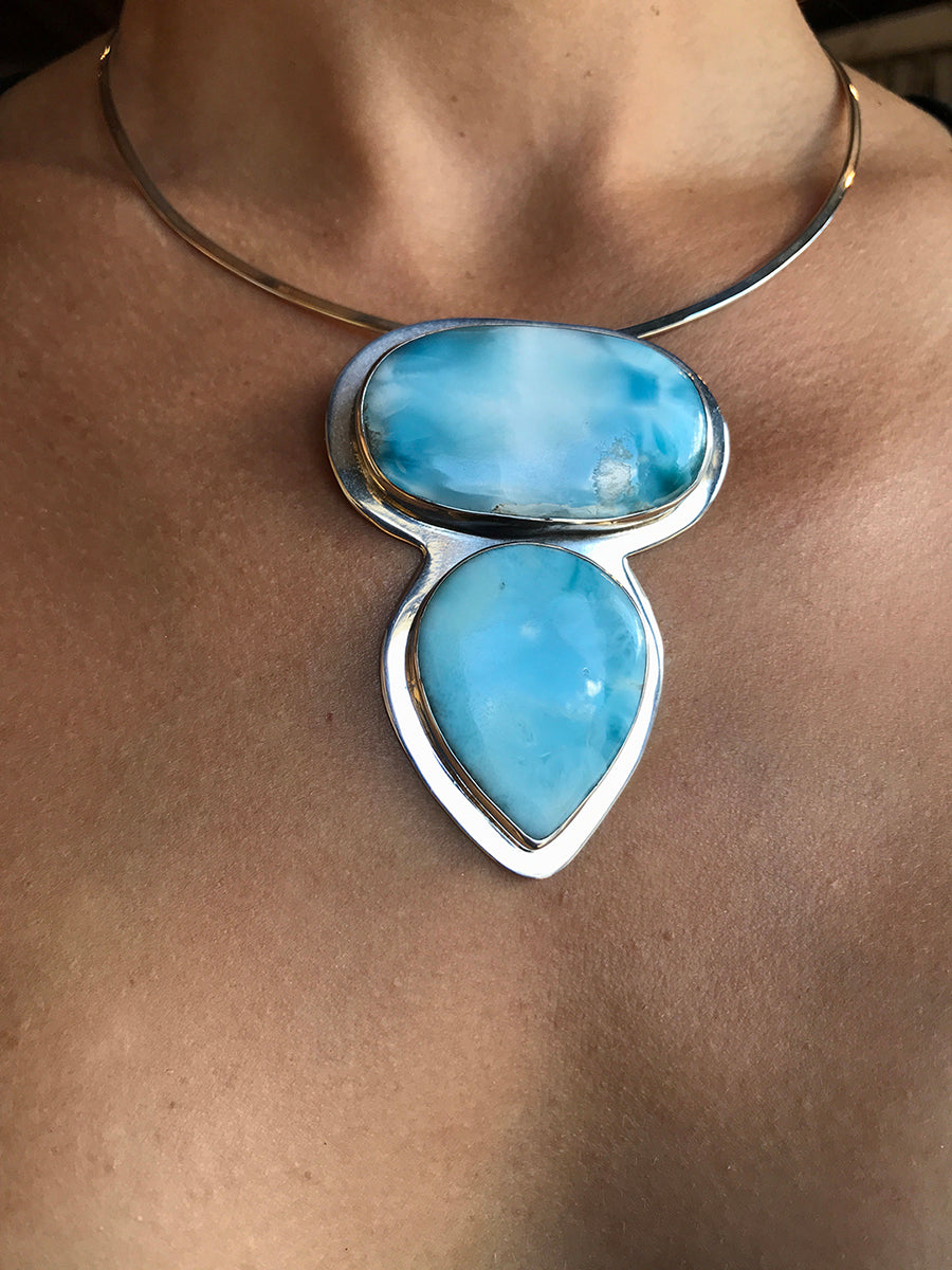 Larimar & Sterling Silver Pendant