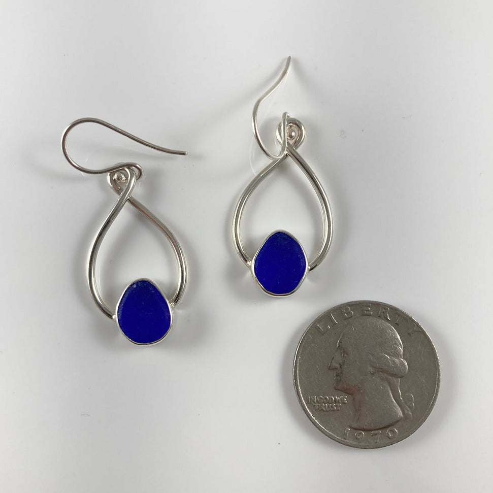 Cobalt Sea Glass & Sterling Silver Drop Earrings, Pendant and Bracelet Set (each sold separately)
