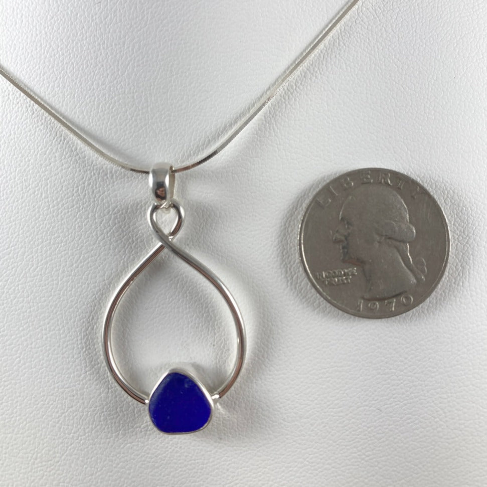 Cobalt Sea Glass & Sterling Silver Drop Earrings, Pendant and Bracelet Set (each sold separately)