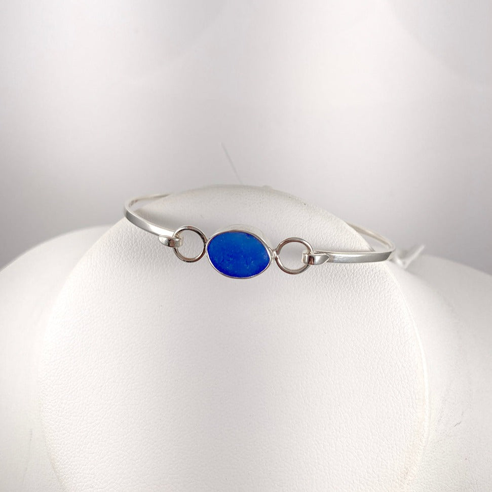 Cobalt Sea Glass & Sterling Silver Drop Earrings, Pendant and Bracelet Set (each sold separately)