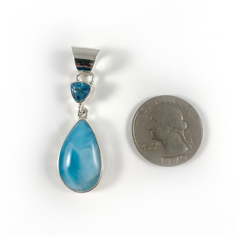 Larimar, Blue Topaz & Sterling Silver Pendant