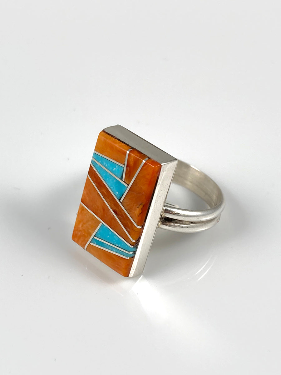 Turquoise, Spiney Oyster & Sterling Silver Ring