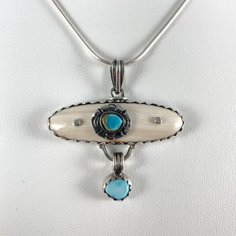 Walrus Ivory & Turquoise Pendant