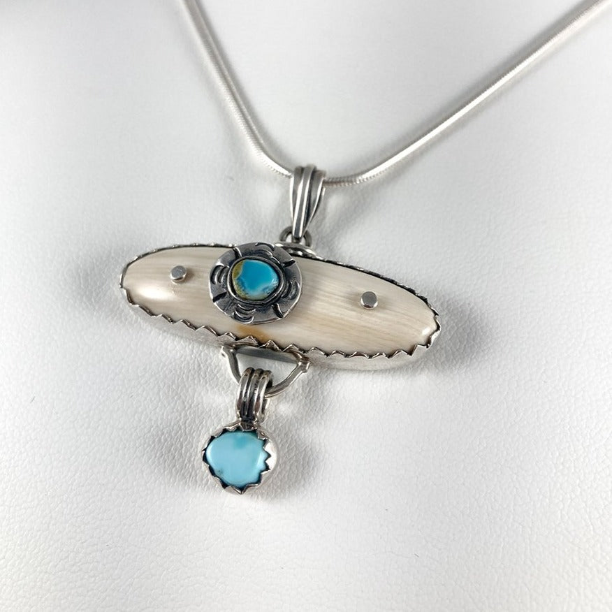 Walrus Ivory & Turquoise Pendant