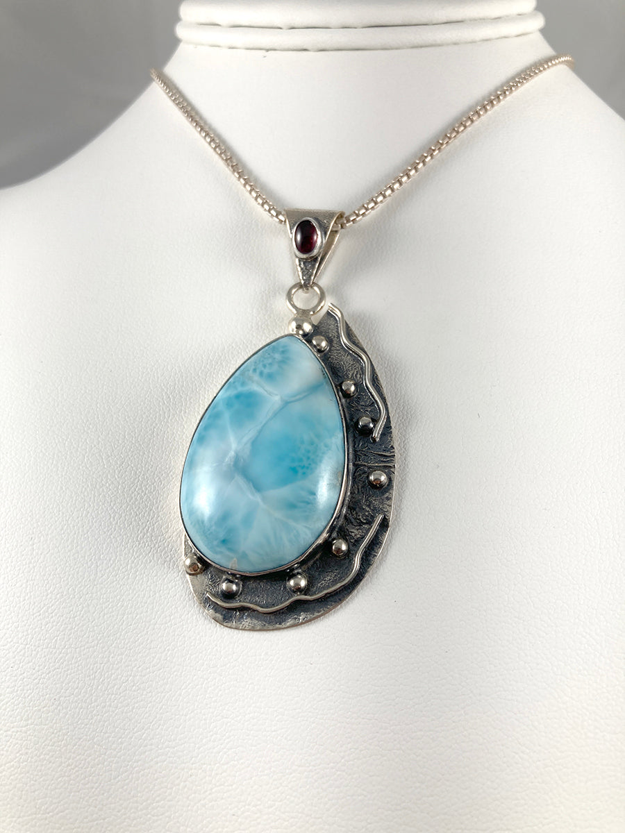 Larimar & Amber Pendant