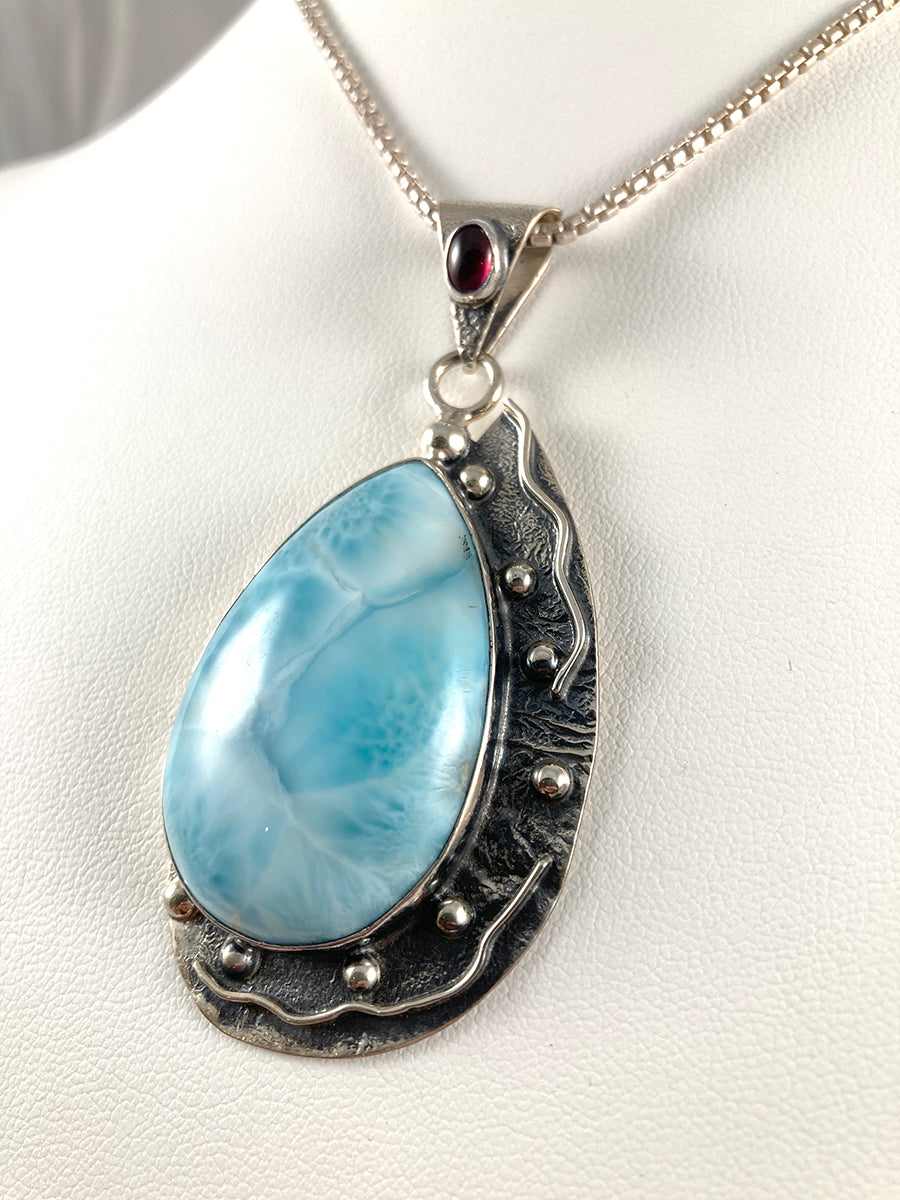 Larimar & Amber Pendant