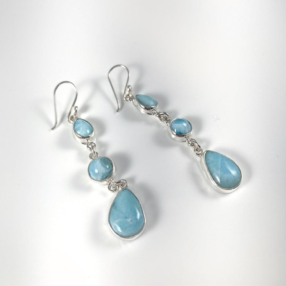 Larimar, Sea Glass & Sterling Silver Pendant