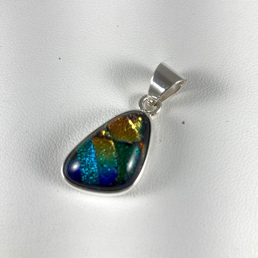 Dichroic Glass & Sterling Silver Pendant