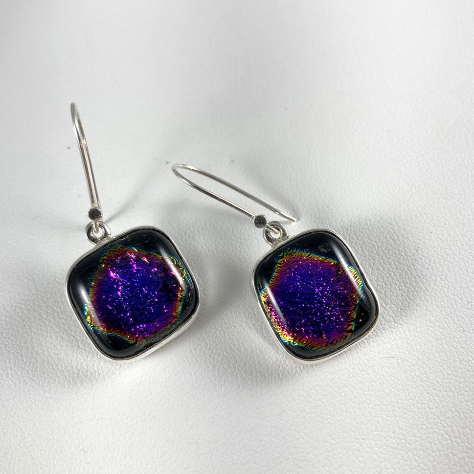 Dichroic Glass & Sterling Silver Earrings
