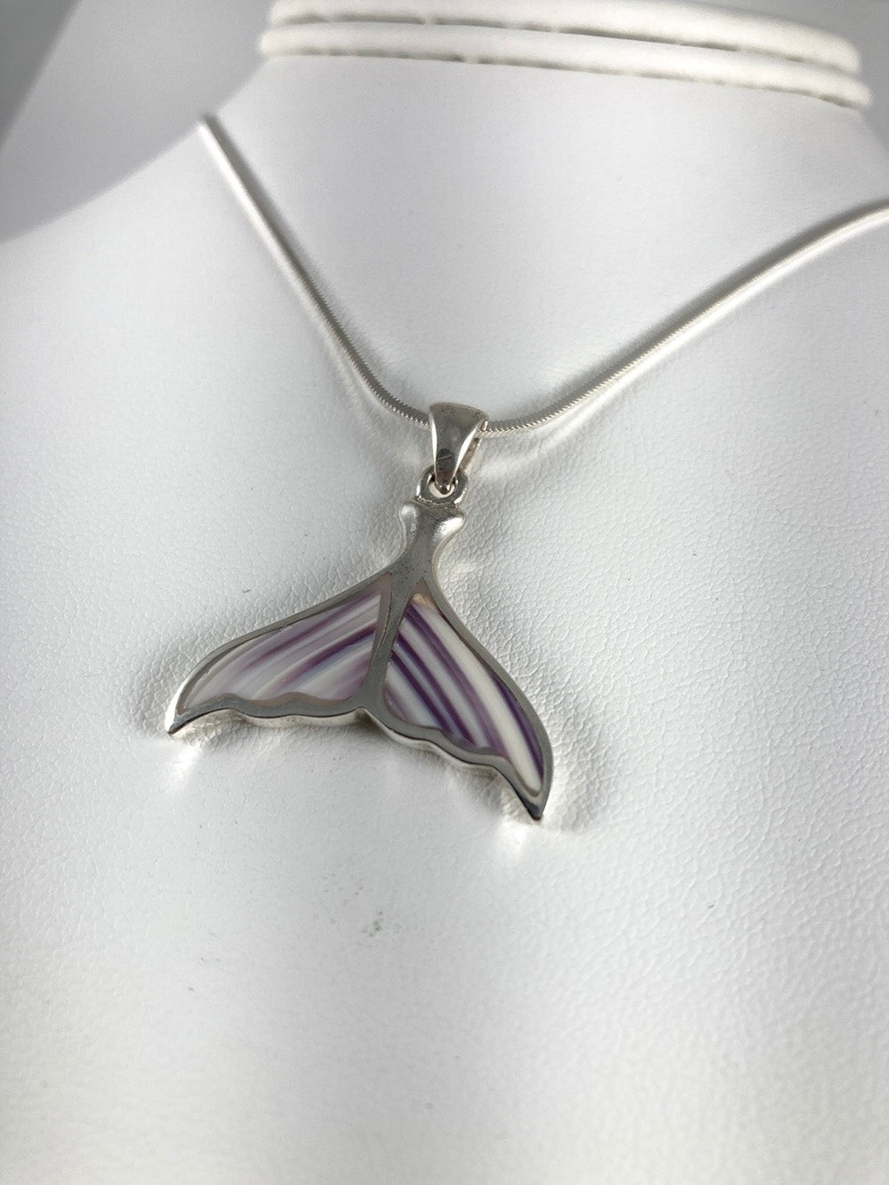 Wampum & Sterling Silver Whale Tail Pendant
