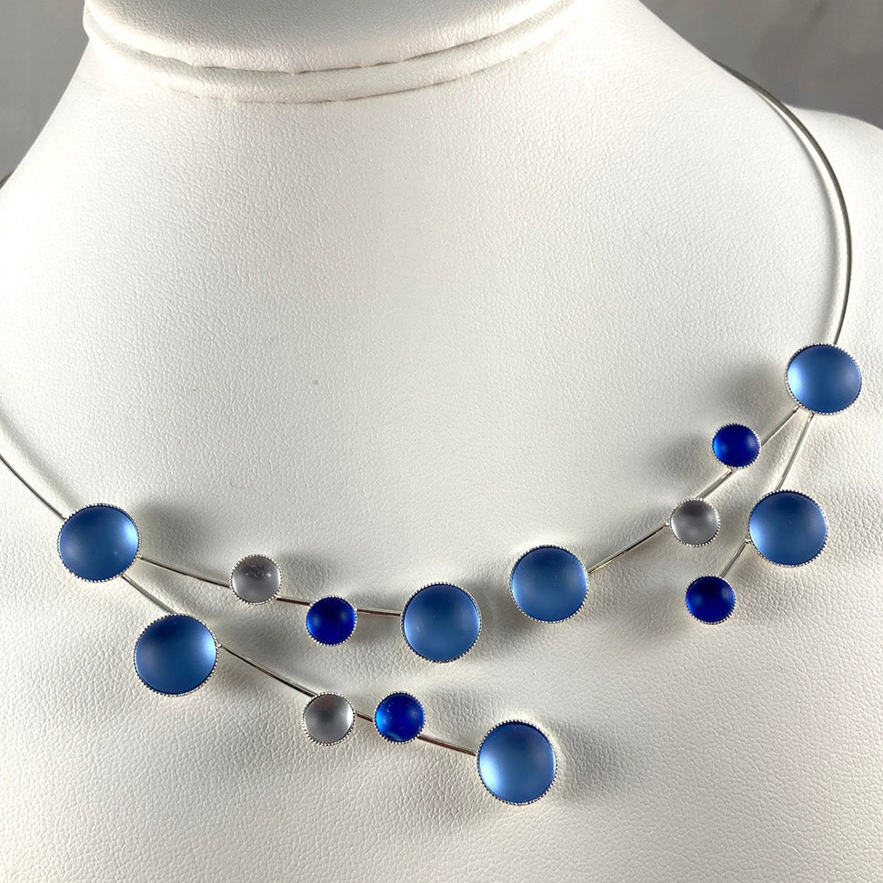 Gorgeous Blue Czech and German Glass Bead Neck Wire