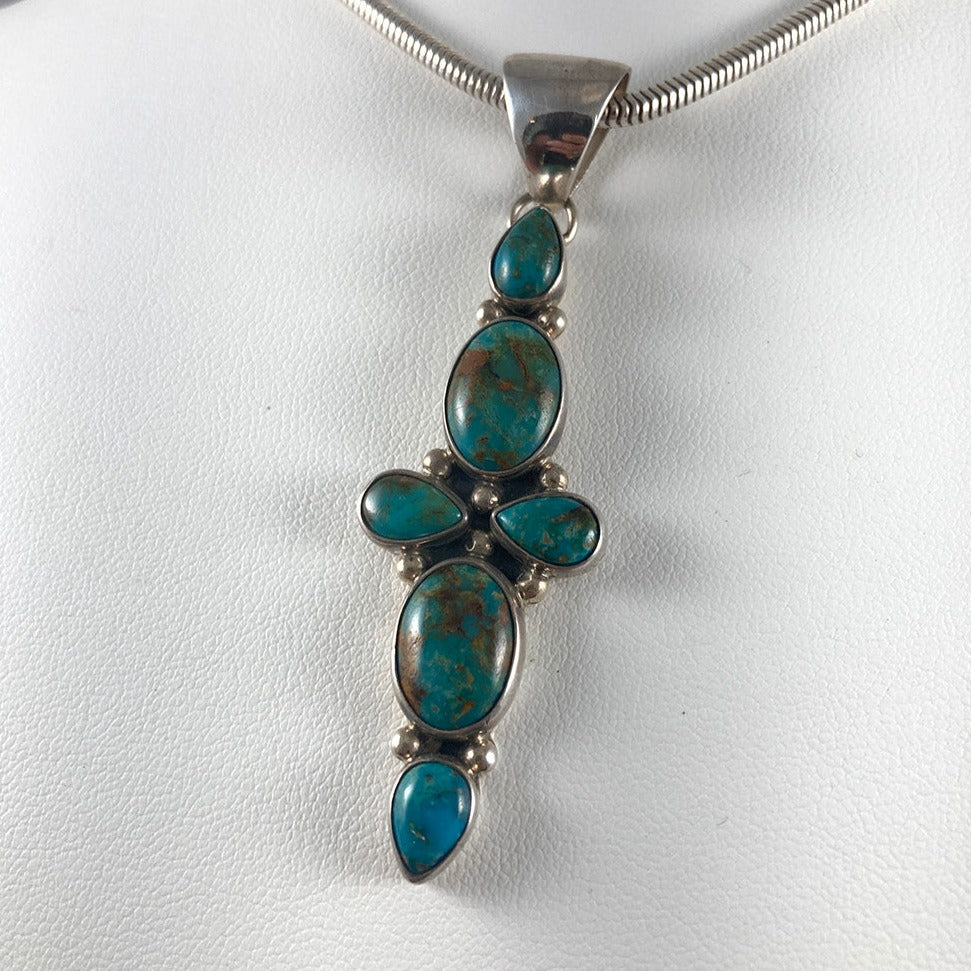 Multi Stone Turquoise & Sterling Silver Cross