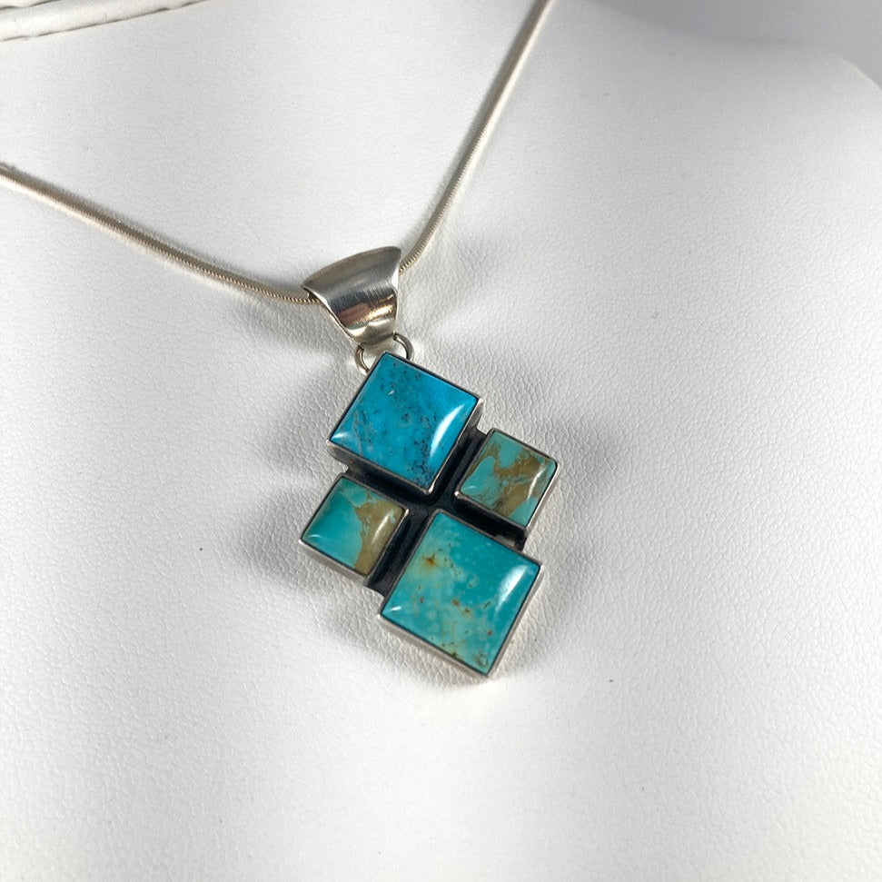 Multistone Turquoise & Sterling Silver Pendant