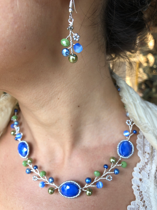 Branch Necklace- Cobalt & Green