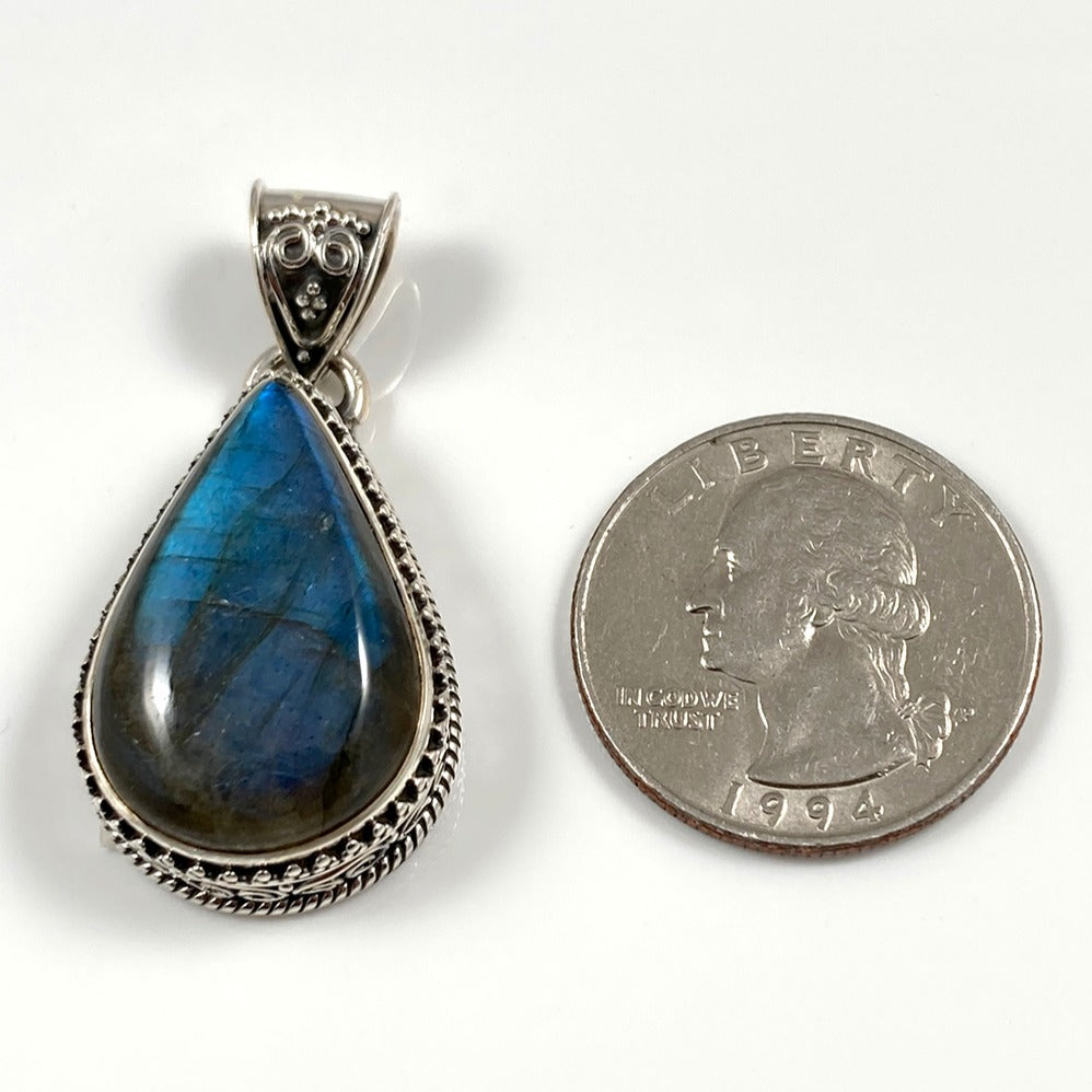 Blue Fire Labradorite Pendant