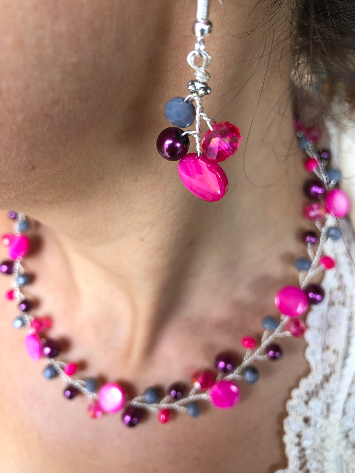 Branch Earrings - Fuchsia & Purple