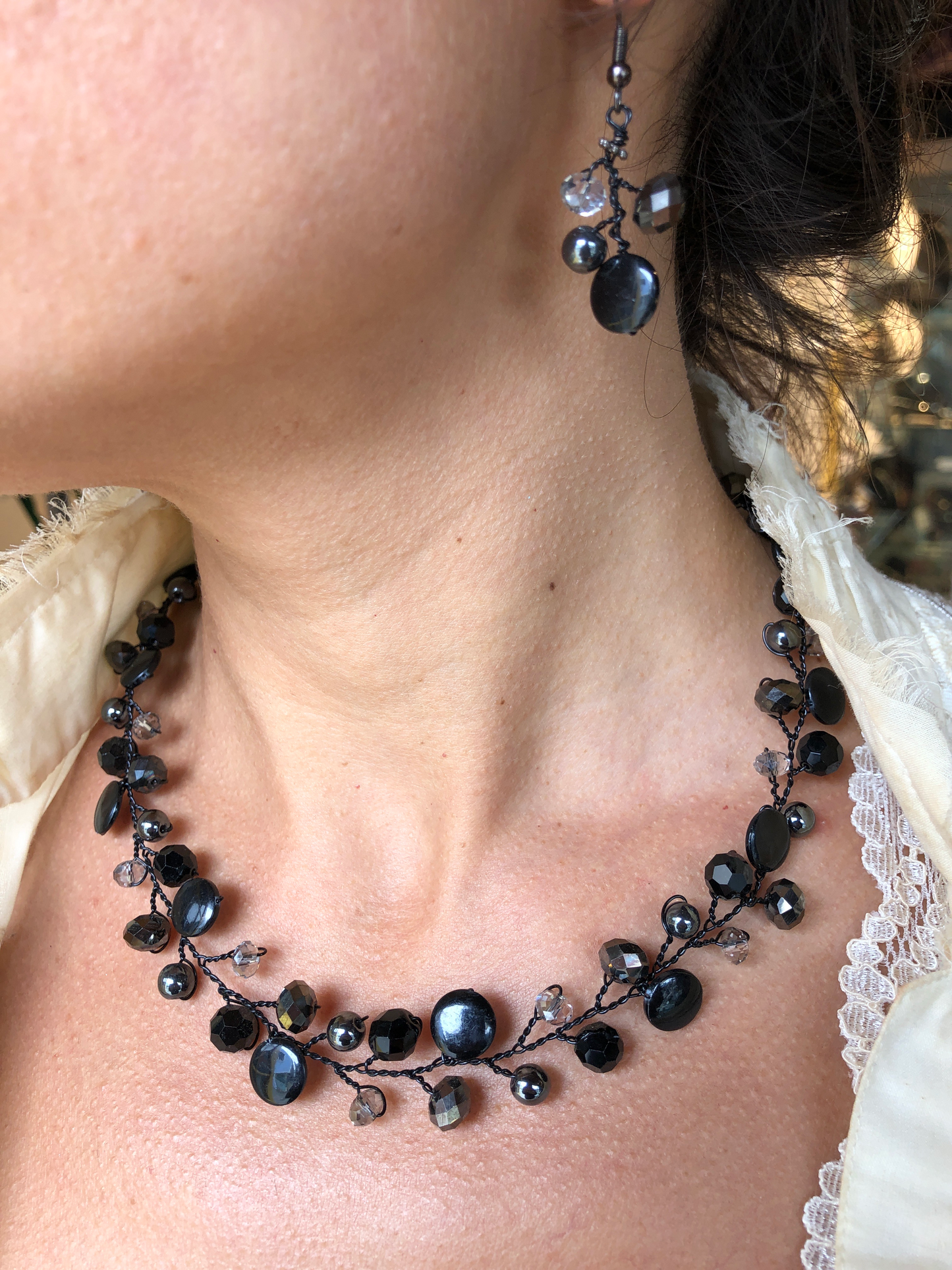 Branch Earrings - Black & Smoke Grey