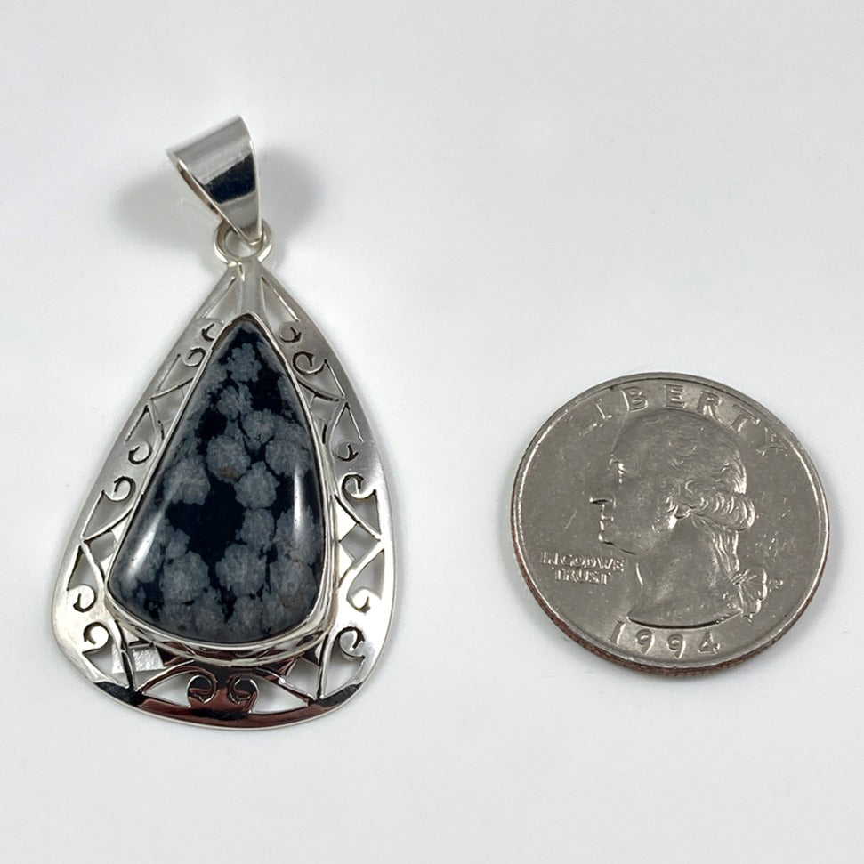 Snow Flake Obsidian Pendant