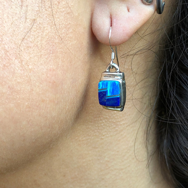 Lapis and Opal Inlay Earrings