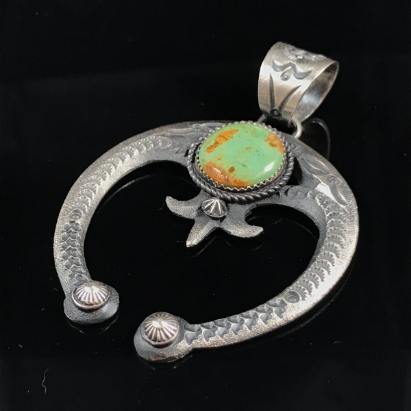 Sterling Silver & Green Turquoise Naja Pendant