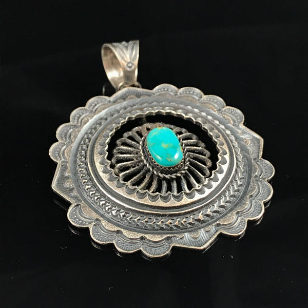 Sterling Silver & Turquoise Medallion Pendant