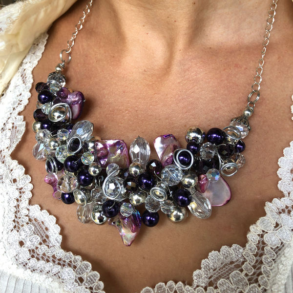 Necklace- Violet, Crystal, & Chrome