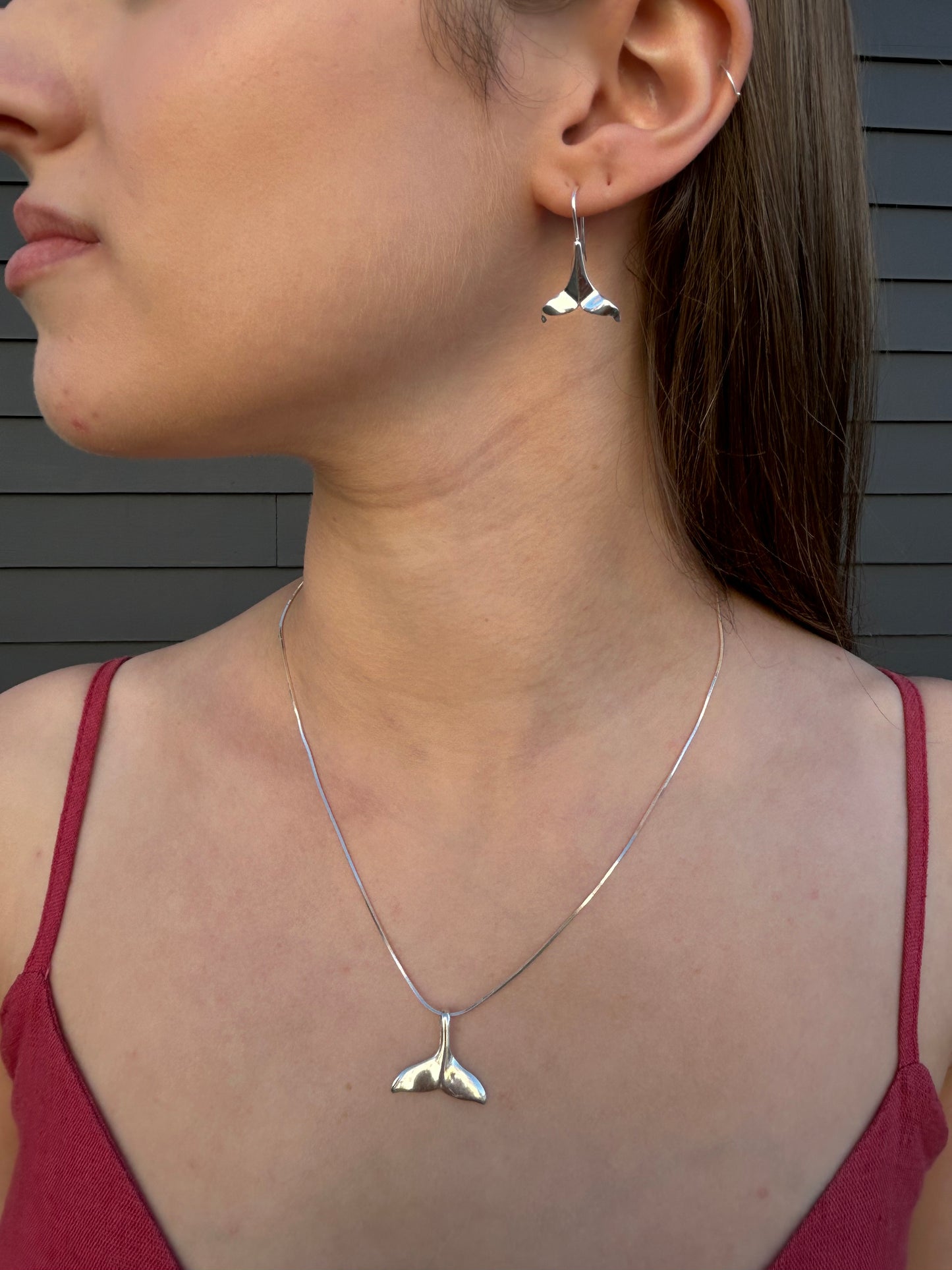 Sterling Silver Whale Tail Earrings